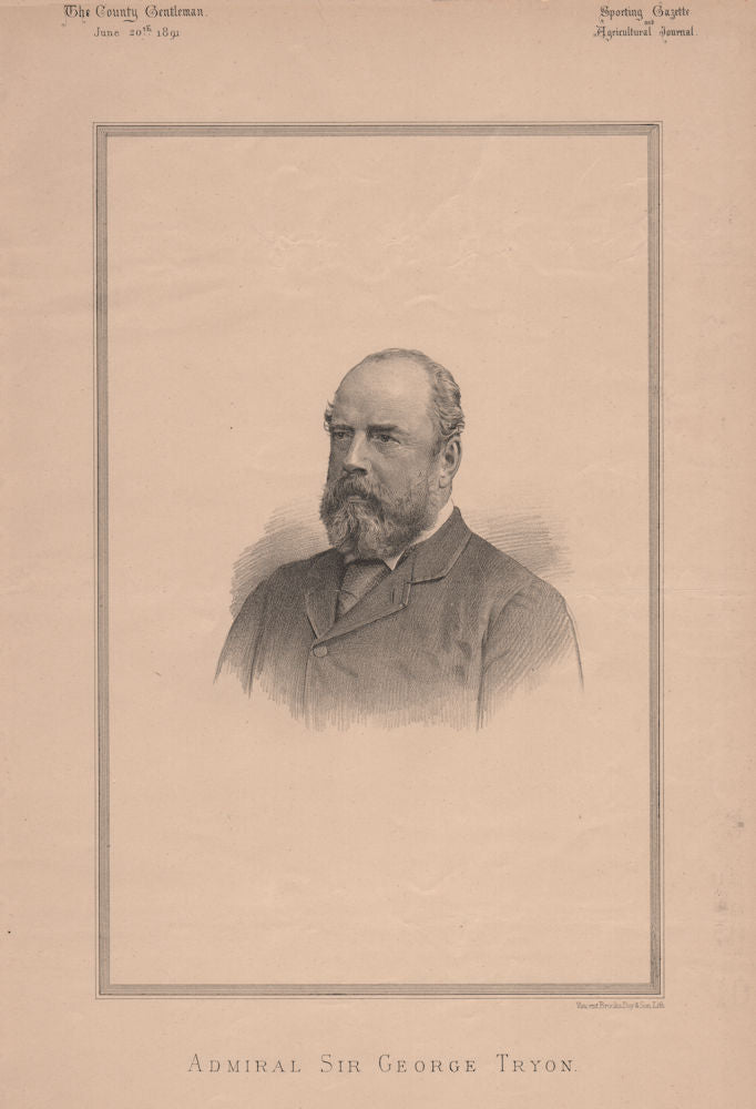 Admiral Sir George Tryon 1891 old antique vintage print picture
